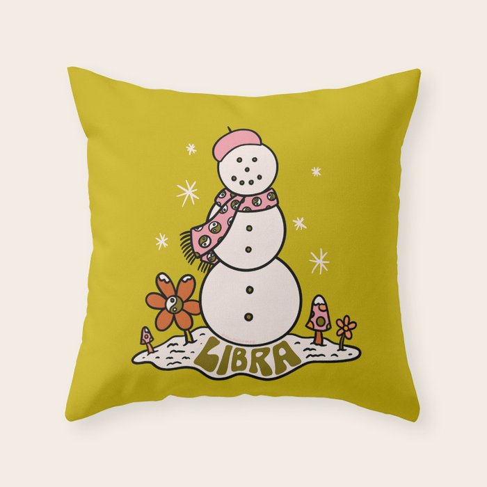Libra Snowman Throw Pillow Gallery Image 1