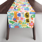 Playful Meadow Cute Animals with Motivational Affirmations - Bright Rainbow Table Runner Gallery Image 1
