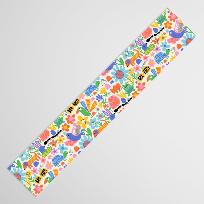 Playful Meadow Cute Animals with Motivational Affirmations - Bright Rainbow Table Runner Gallery Image 3