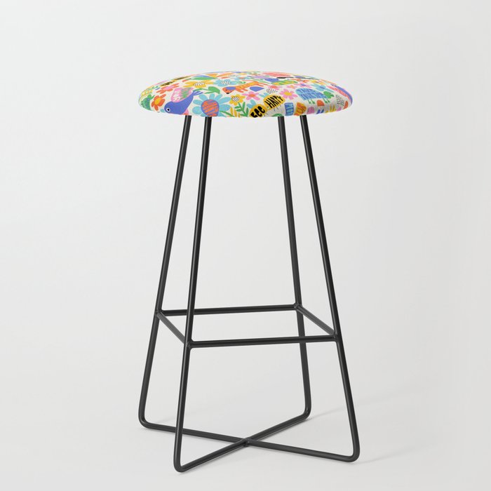 Playful Meadow Cute Animals with Motivational Affirmations - Bright Rainbow Stool Gallery Image 1