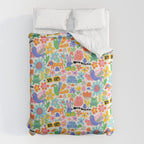 Playful Meadow Cute Animals with Motivational Affirmations - Bright Rainbow Duvet Cover Gallery Image 6