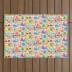 Playful Meadow Cute Animals with Motivational Affirmations - Bright Rainbow Outdoor Rug Gallery Image 1