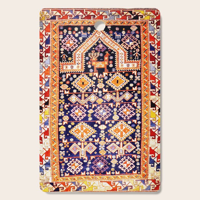 Antique Shirvan Rug With Abstract Peacock Print Cutting Board Gallery Image 1