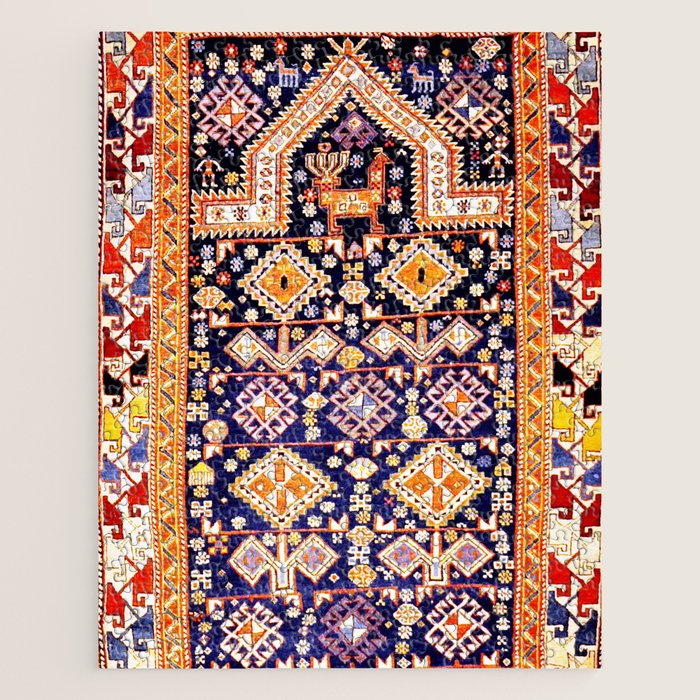 Antique Shirvan Rug With Abstract Peacock Print Jigsaw Puzzle Gallery Image 1