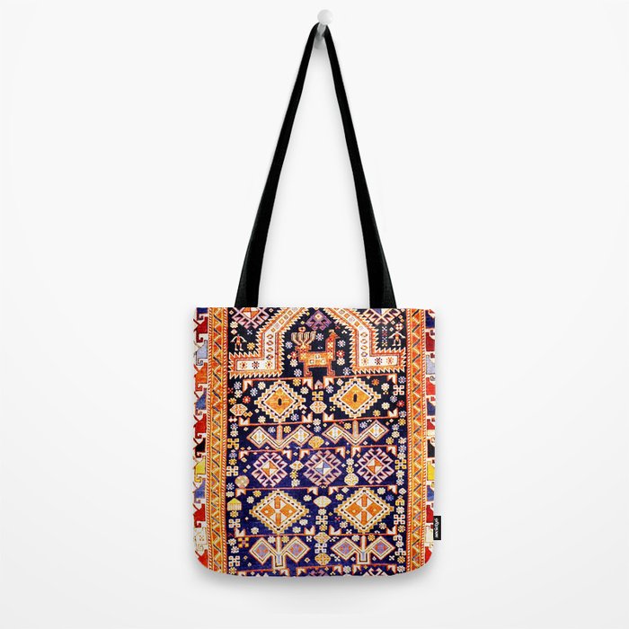 Antique Shirvan Rug With Abstract Peacock Print Tote Bag Gallery Image 2