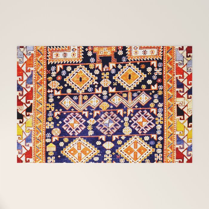 Antique Shirvan Rug With Abstract Peacock Print Welcome Mat Gallery Image 1