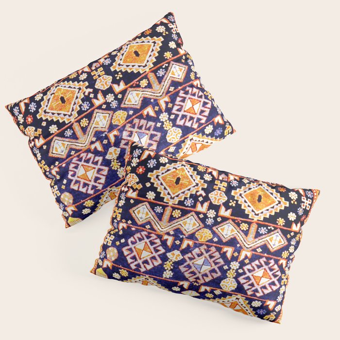 Antique Shirvan Rug With Abstract Peacock Print Pillow Sham Gallery Image 3