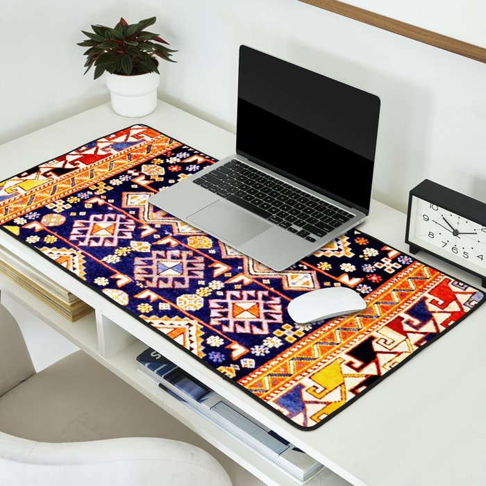 Antique Shirvan Rug With Abstract Peacock Print Desk Mat Gallery Image 2