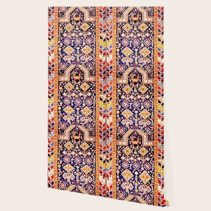 Antique Shirvan Rug With Abstract Peacock Print Wallpaper Gallery Image 2