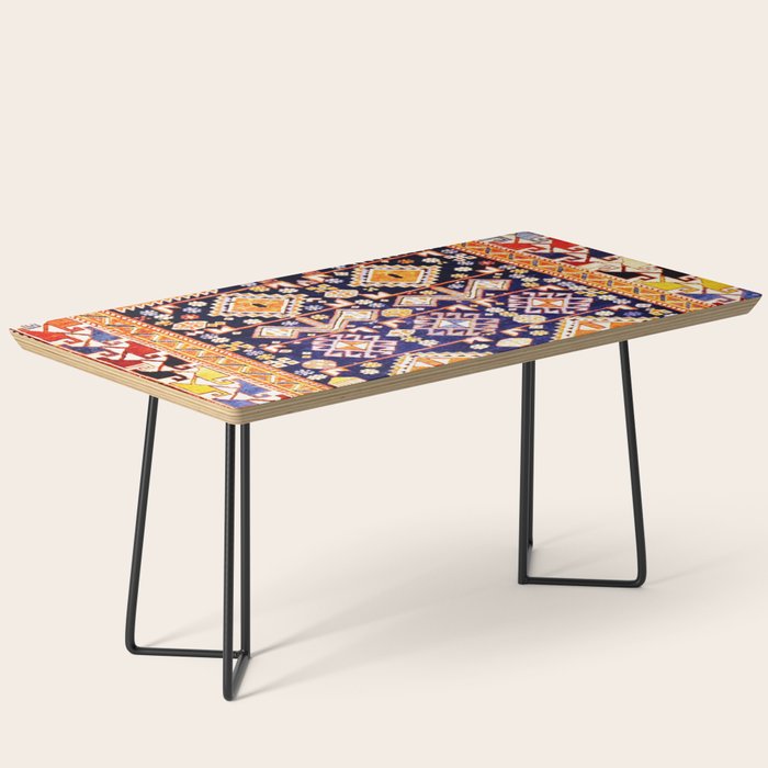 Antique Shirvan Rug With Abstract Peacock Print Coffee Table Gallery Image 1