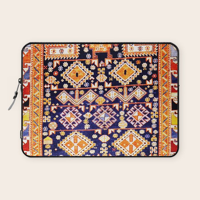 Antique Shirvan Rug With Abstract Peacock Print Laptop Sleeve Gallery Image 1