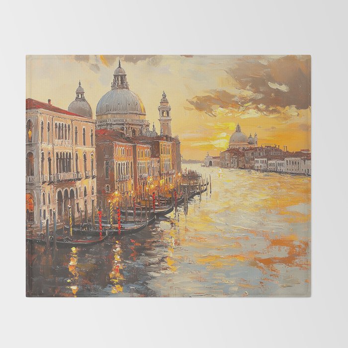 Reflections of a Venetian Dusk Throw Blanket Gallery Image 2