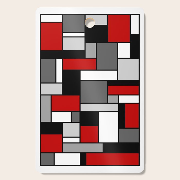 Mid Century Modern Color Blocks in Red, Gray, Black and White Cutting Board Gallery Image 1