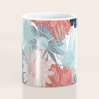 Summer Floral Garden, Coral, Teal and Blue Coffee Mug Gallery Image 4