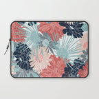 Summer Floral Garden, Coral, Teal and Blue Laptop Sleeve Gallery Image 1