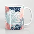 Summer Floral Garden, Coral, Teal and Blue Coffee Mug Gallery Image 1