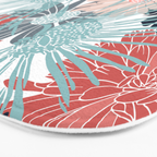 Summer Floral Garden, Coral, Teal and Blue Bath Mat Gallery Image 3