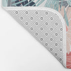 Summer Floral Garden, Coral, Teal and Blue Bath Mat Gallery Image 2