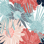 Summer Floral Garden, Coral, Teal and Blue Coffee Mug Gallery Image 2