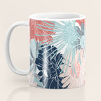 Summer Floral Garden, Coral, Teal and Blue Coffee Mug Gallery Image 3