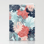 Summer Floral Garden, Coral, Teal and Blue Stationery Card Gallery Image 2