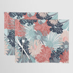 Summer Floral Garden, Coral, Teal and Blue Placemat Gallery Image 1