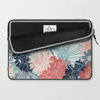 Summer Floral Garden, Coral, Teal and Blue Laptop Sleeve Gallery Image 2