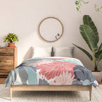 Summer Floral Garden, Coral, Teal and Blue Comforter Gallery Image 3