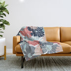 Summer Floral Garden, Coral, Teal and Blue Throw Blanket Gallery Image 1