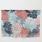 Summer Floral Garden, Coral, Teal and Blue Wall Hanging Gallery Image 1