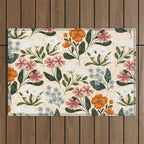 Wild Flowers ~ vol2.  vintage inspired botanical Outdoor Rug Gallery Image 1