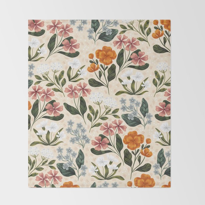 Wild Flowers ~ vol2.  vintage inspired botanical Throw Blanket Gallery Image 2