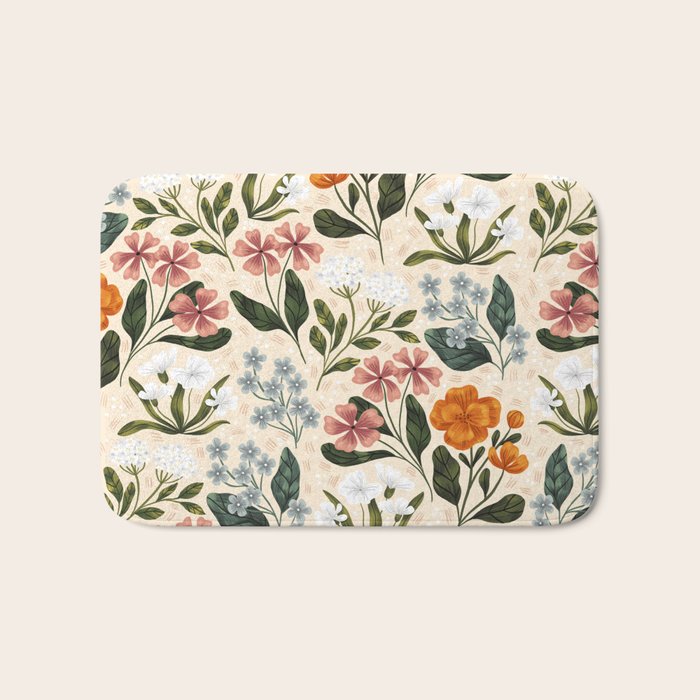 Wild Flowers ~ vol2.  vintage inspired botanical Bath Mat Gallery Image 1