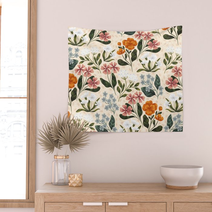 Wild Flowers ~ vol2.  vintage inspired botanical Wall Tapestry Gallery Image 2