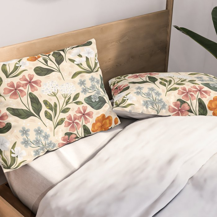 Wild Flowers ~ vol2.  vintage inspired botanical Pillow Sham Gallery Image 2