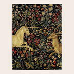 Medieval Unicorn Midnight Floral Garden Poster Gallery Image 4