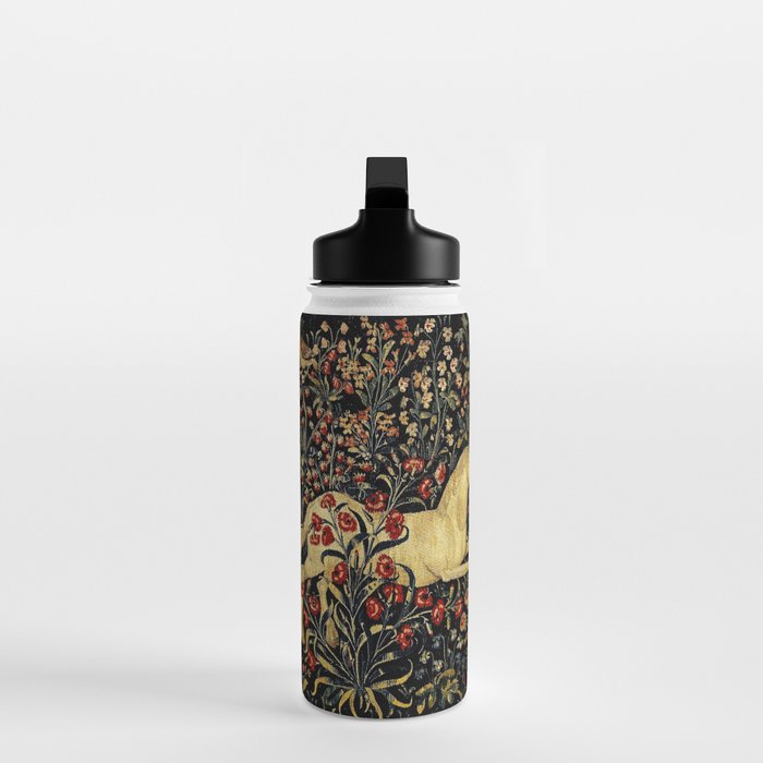 Medieval Unicorn Midnight Floral Garden Water Bottle Gallery Image 3
