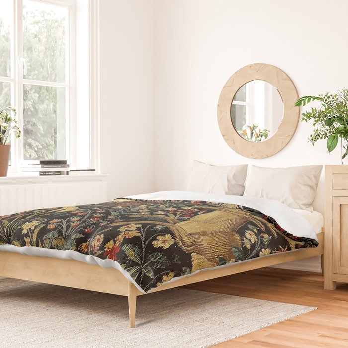 Medieval Unicorn Midnight Floral Garden Duvet Cover Gallery Image 2