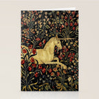 Medieval Unicorn Midnight Floral Garden Stationery Card Gallery Image 2