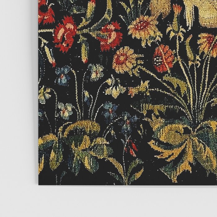 Medieval Unicorn Midnight Floral Garden Poster Gallery Image 3