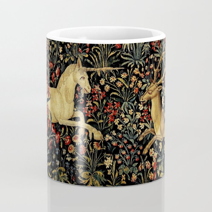 Medieval Unicorn Midnight Floral Garden Coffee Mug Gallery Image 4