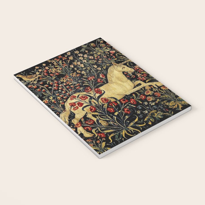 Medieval Unicorn Midnight Floral Garden Notebook Gallery Image 3