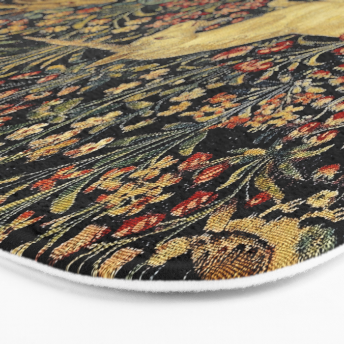 Medieval Unicorn Midnight Floral Garden Bath Mat Gallery Image 3