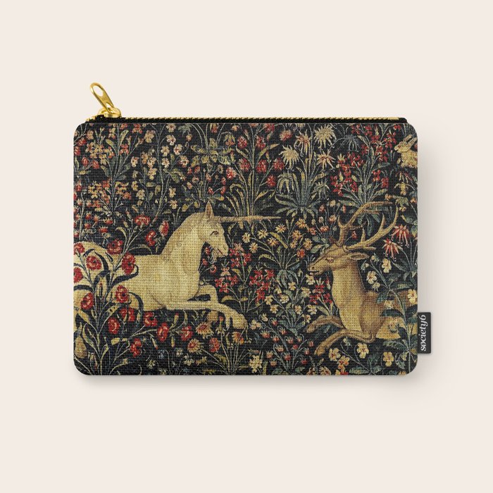 Medieval Unicorn Midnight Floral Garden Carry All Pouch Gallery Image 1