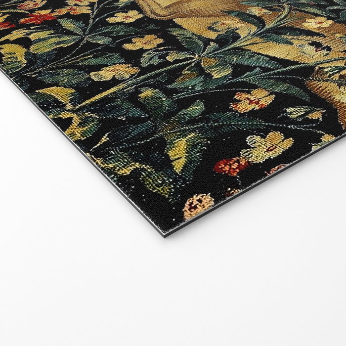 Medieval Unicorn Midnight Floral Garden Welcome Mat Gallery Image 2