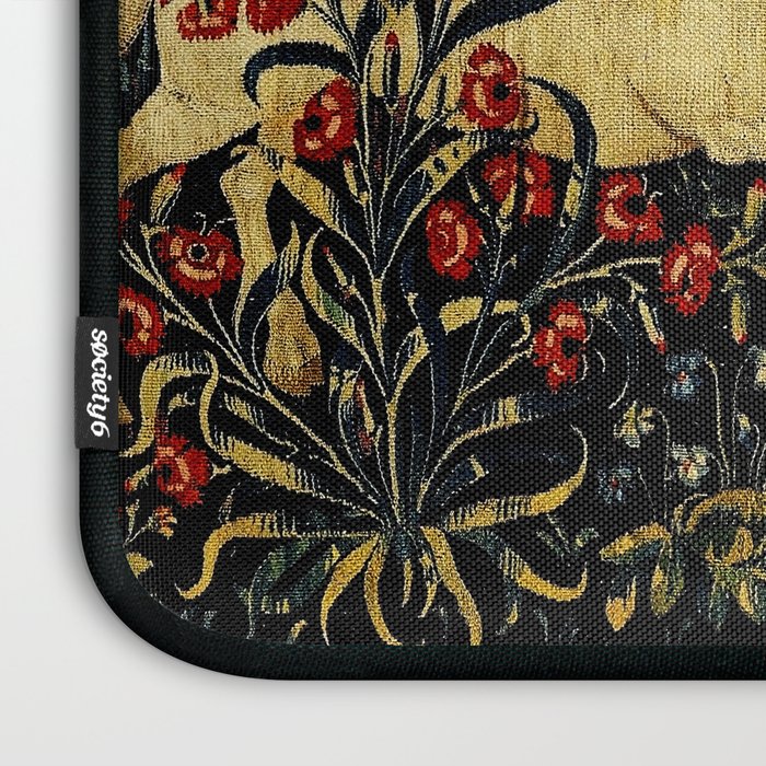 Medieval Unicorn Midnight Floral Garden Laptop Sleeve Gallery Image 3