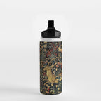 Medieval Unicorn Midnight Floral Garden Water Bottle Gallery Image 2
