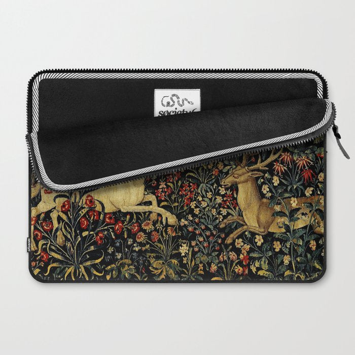 Medieval Unicorn Midnight Floral Garden Laptop Sleeve Gallery Image 2