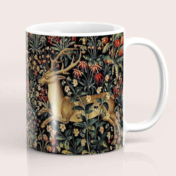 Medieval Unicorn Midnight Floral Garden Coffee Mug Gallery Image 1