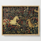Medieval Unicorn Midnight Floral Garden Serving Tray Gallery Image 1